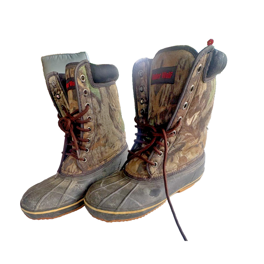 Timber Wolf, Men's Waterproof Boots #3695 Lace Up Brown/Green Camo Size 10